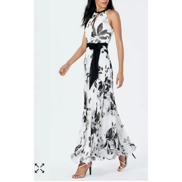 CALVIN KLEIN Womens White Sleeveless Full-Length Hi-Lo Formal Dress 14W - Picture 12 of 13